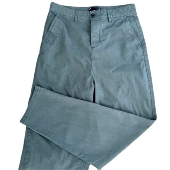 ASOS green straight leg trousers size 10 casual minimalist monochrome chinos - Picture 3 of 4